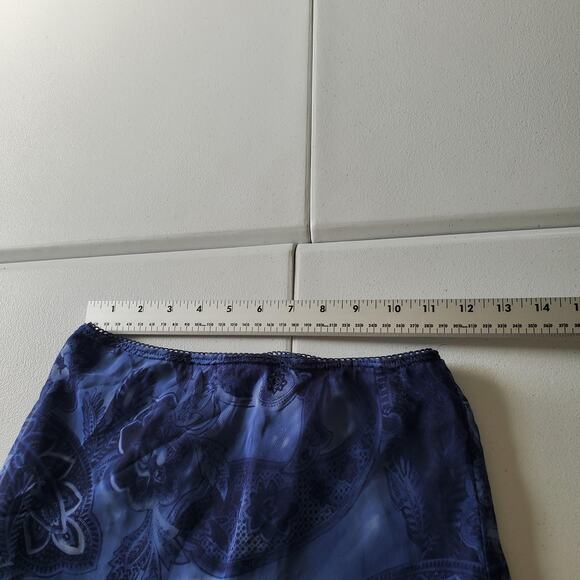 Y2K Whimsy Skirt Womens Medium Blue Sheer Handkerchief Hem Floral Paisley USA - Picture 7 of 9